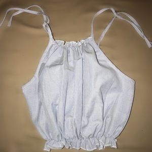 Blue and white striped crop top